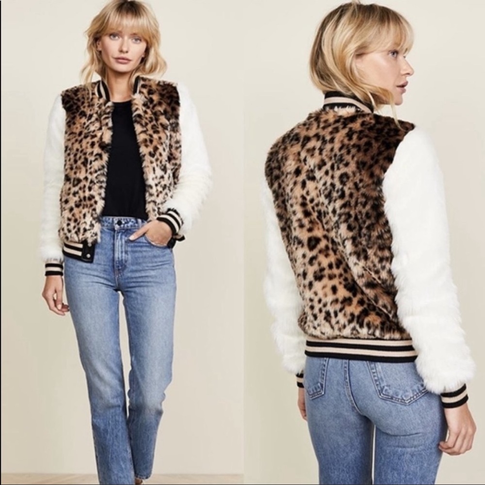 Mother The Baseball Faux Fur Snap Bomber Jacket